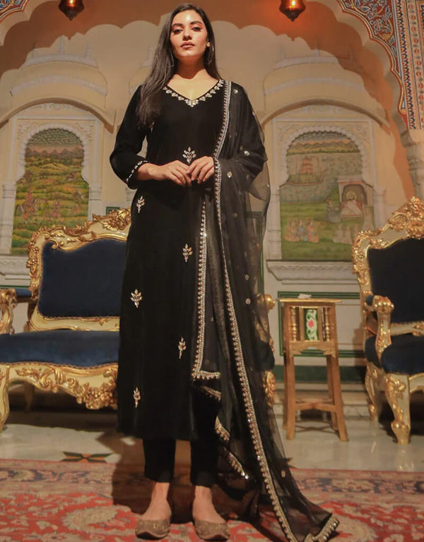 Black Velvet Straight Pant