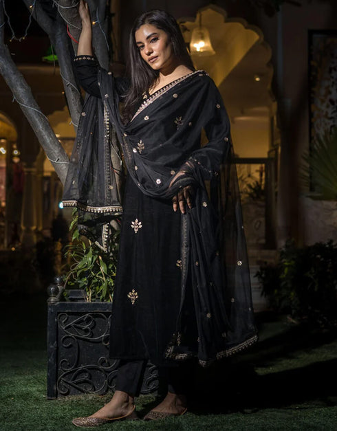 Black Velvet Straight Pant Women Muslim