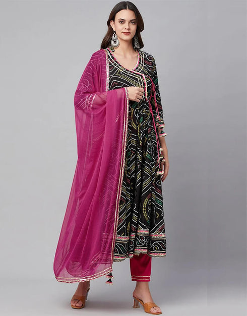 Black Cotton Anarkali Pant