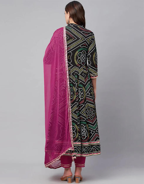 Black Cotton Anarkali Pant Closure View