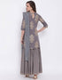 Grey Cotton Salwar Suit Palazzo Closure View