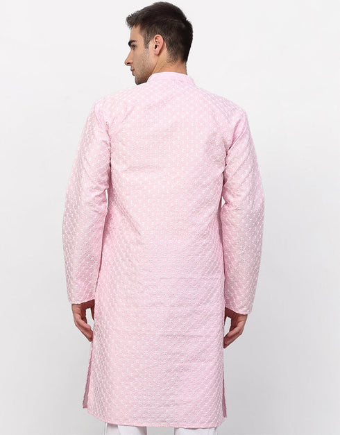 Pink Kurta Silk Blend NA Closure View