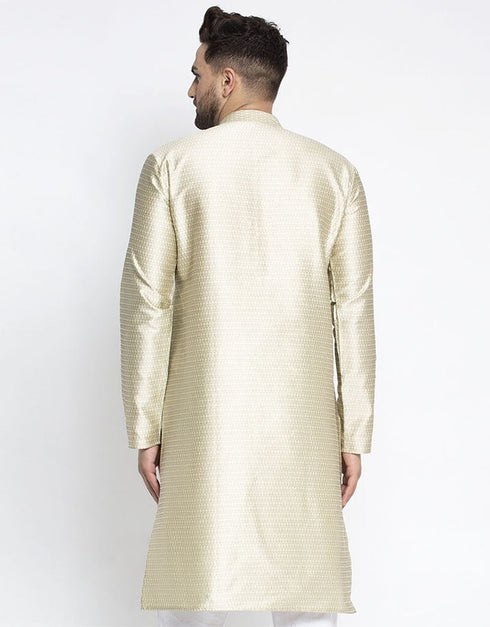 Beige Kurta Silk Blend NA Closure View