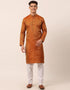 Maroon Orange Kurta Jacquard Silk Pant