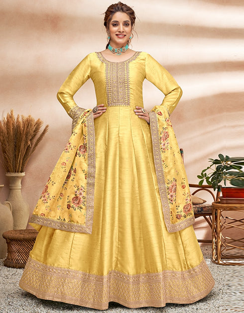 Yellow Art Silk Anarkali Anarkali Closure View