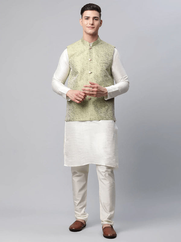 White Kurta Dupion SIlk Pant