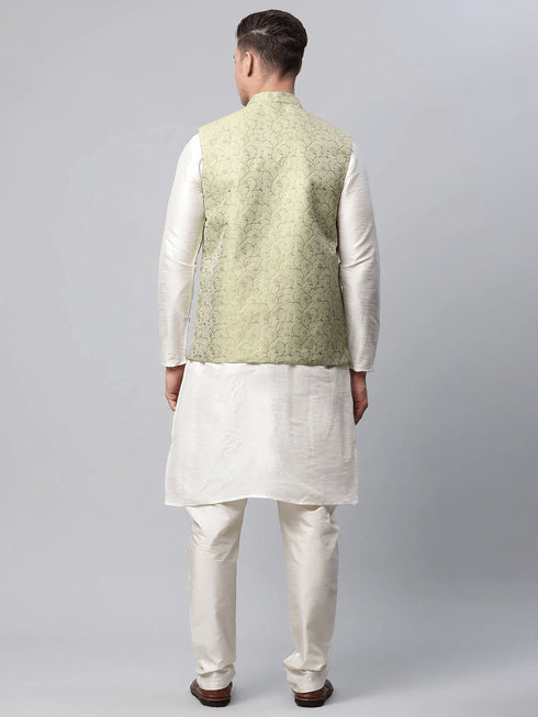 White Kurta Dupion SIlk Pant Closure View