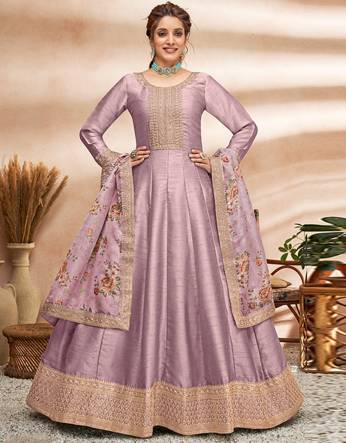 Dusty Purple Art Silk Anarkali Anarkali Closure View