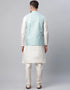 White Kurta Dupion SIlk Pant Closure View