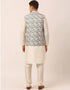 White Kurta Dupion SIlk Churidar Closure View