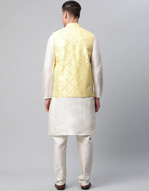 White Kurta Dupion SIlk Pant Closure View