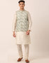 White Kurta Dupion SIlk Churidar
