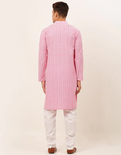 Baby Pink Kurta Pure Cotton Churidar Closure View