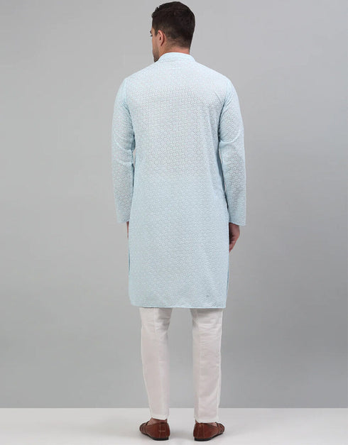 Sky Kurta Cotton Pant Closure View