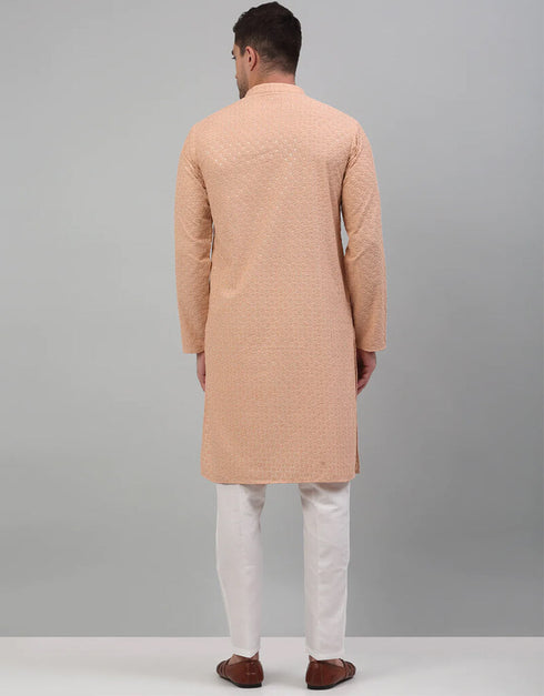Peach Kurta Cotton Pant Closure View