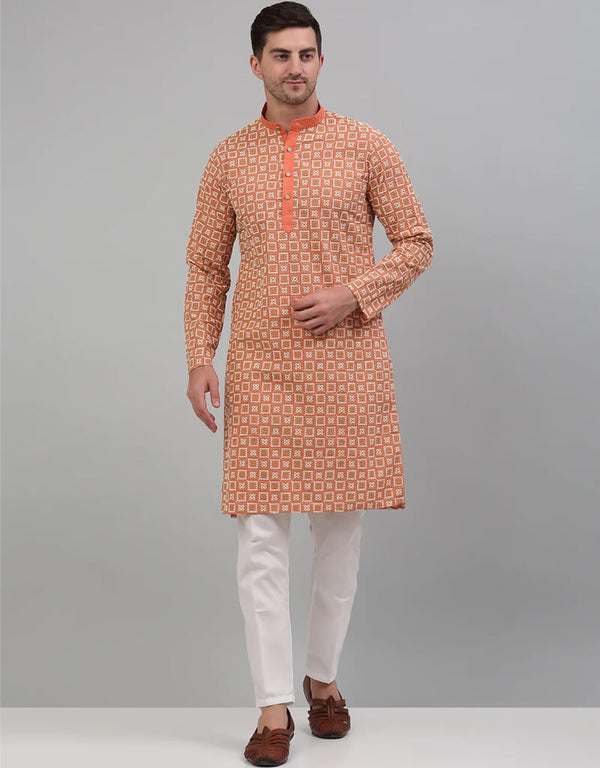 Peach Kurta Cotton Pant