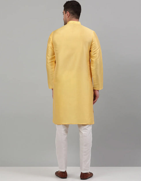 Yellow Kurta Cotton Pant Closure View