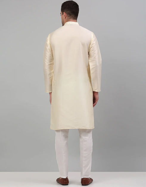 Cream Kurta Cotton Pant Closure View