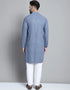 Grey Blue Kurta Cotton Pant Closure View
