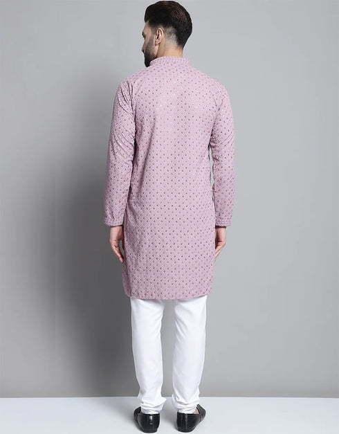 Light Purple Kurta Cotton Pant Closure View