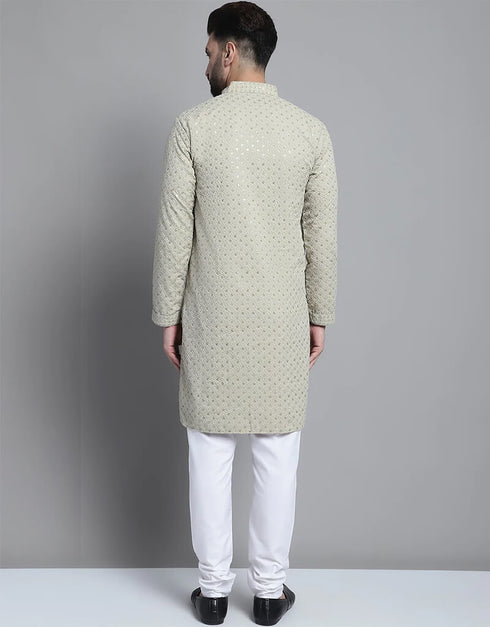 Biege Kurta Cotton Pant Closure View