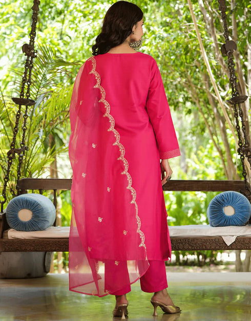 Pink Pure Cotton Straight Pant Closure View