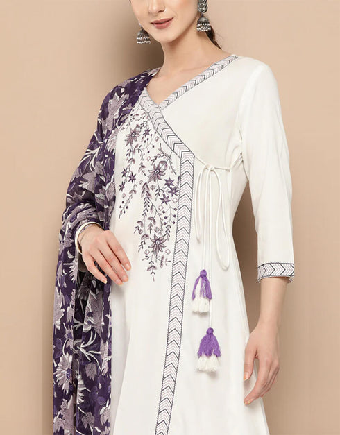 White Viscose Rayon Straight Pant Women