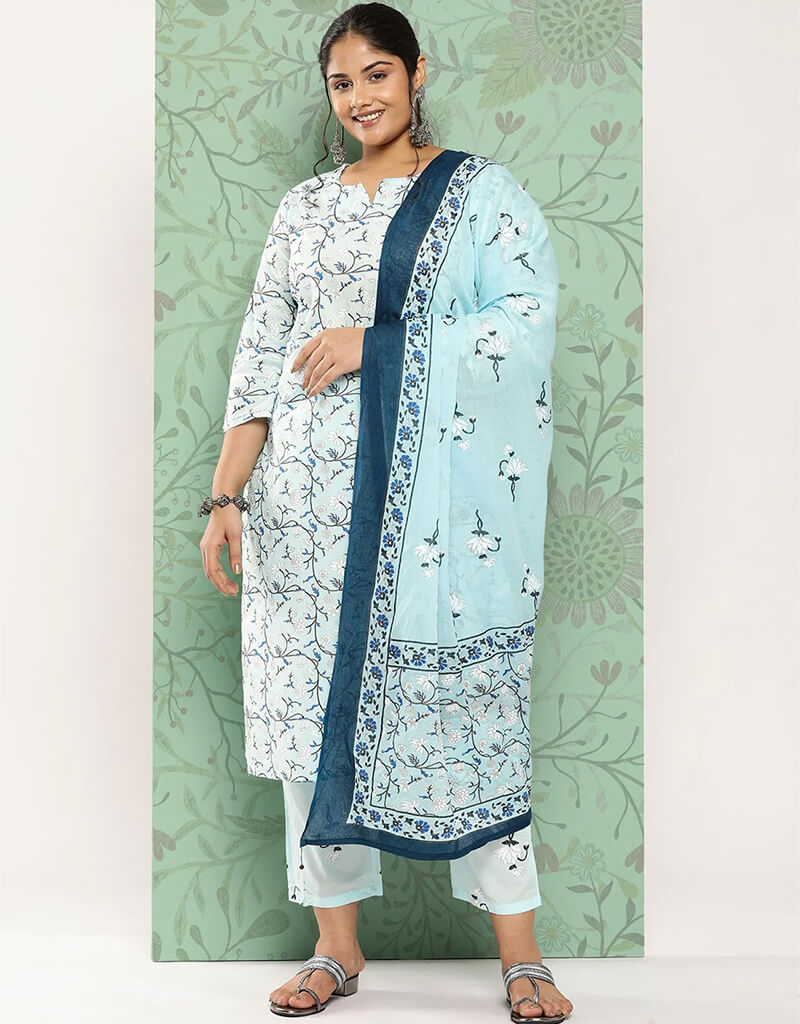 Sky Blue - Pure Cotton 3-Piece Dress Set – Medium to 2XL main image 0