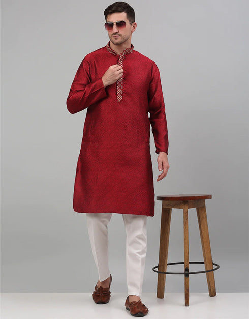 Maroon Kurta Silk Cotton Payjama