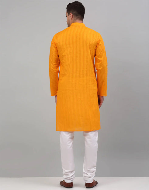Mustard Kurta Cotton Payjama Closure View