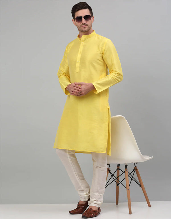 Lemon Kurta Dhupion Silk Churidar
