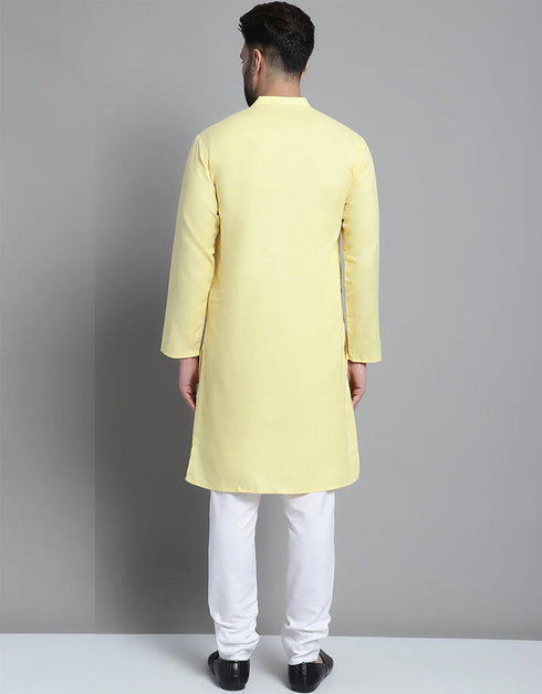 Lemon Light Kurta Pure Cotton Payjama Closure View
