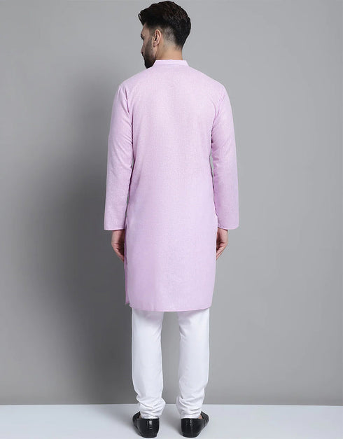 Light Purple Kurta Pure Cotton Payjama Closure View