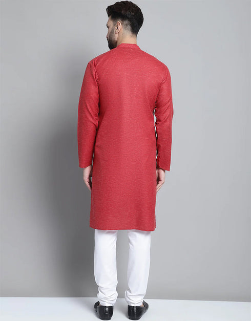 Maroon Kurta Pure Cotton Payjama Closure View