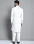 White Kurta Cotton Payjama Closure View
