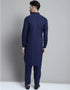 Navy Blue Kurta Cotton Payjama Closure View