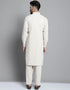 Cream White Kurta Cotton Payjama Closure View