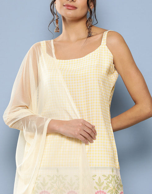 Yellow Crepe Suit Sharara Women