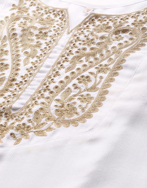 White Pashmina Straight Pant Closure View