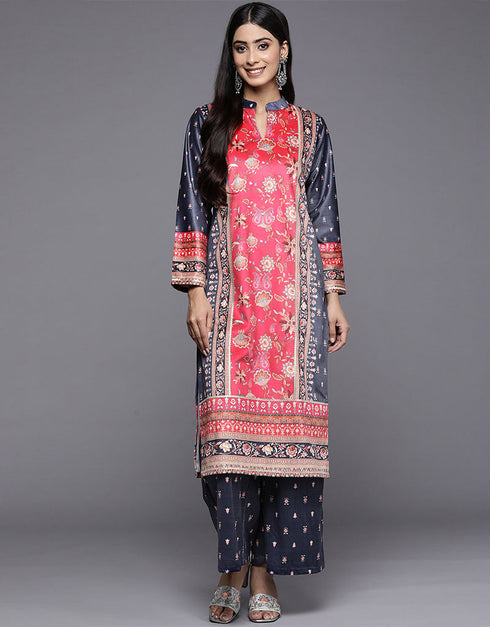 Navy Blue Velvet Straight Palazzo Closure View