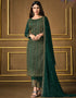 Green Pant style Suit 2 Tone Georgette Salwar Kameez in Sequins Cording Embroidery & Lace Work
