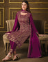 Purple Pant style Suit 2 Tone Georgette Salwar Kameez in Sequins Cording Embroidery & Lace Work Closure View