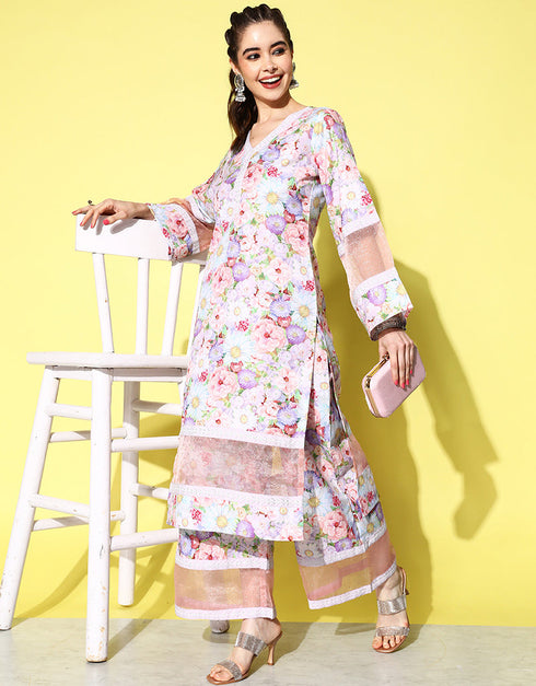 Lavender Rayon Straight Palazzo Closure View