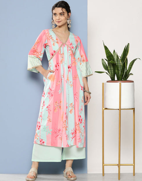 Pink Crepe Suit Palazzo