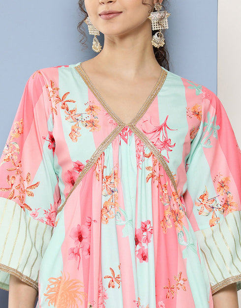 Pink Crepe Suit Palazzo Women