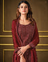 Dark Maroon Pant style Suit 2 Tone Georgette Salwar Kameez in Sequins Cording Embroidery & Lace Work Closure View Embroidery