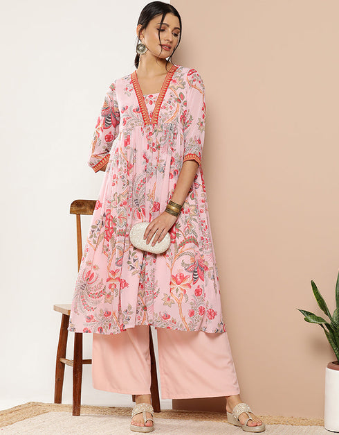 Pink Georgette Suit Palazzo