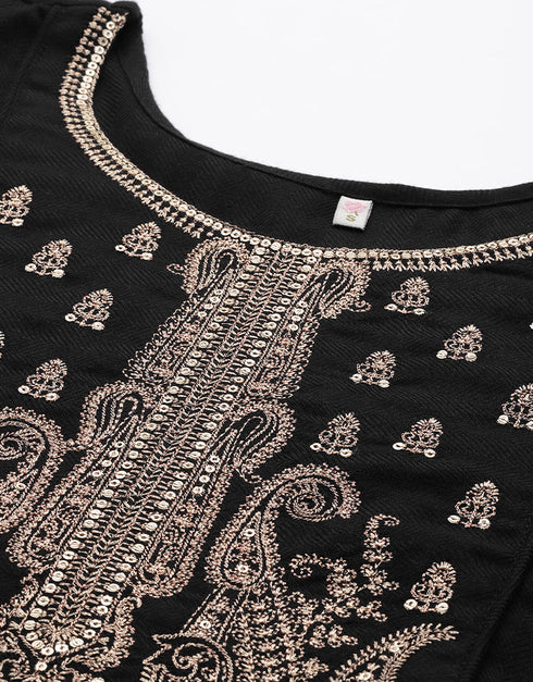 Black Faux Pashmina Straight Palazzo Women