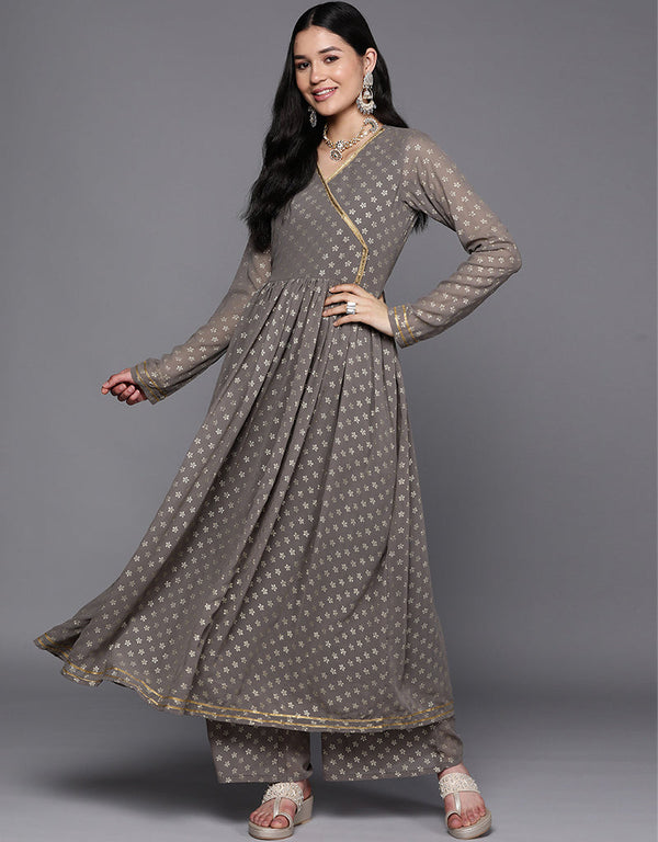 Grey Georgette Suit Palazzo