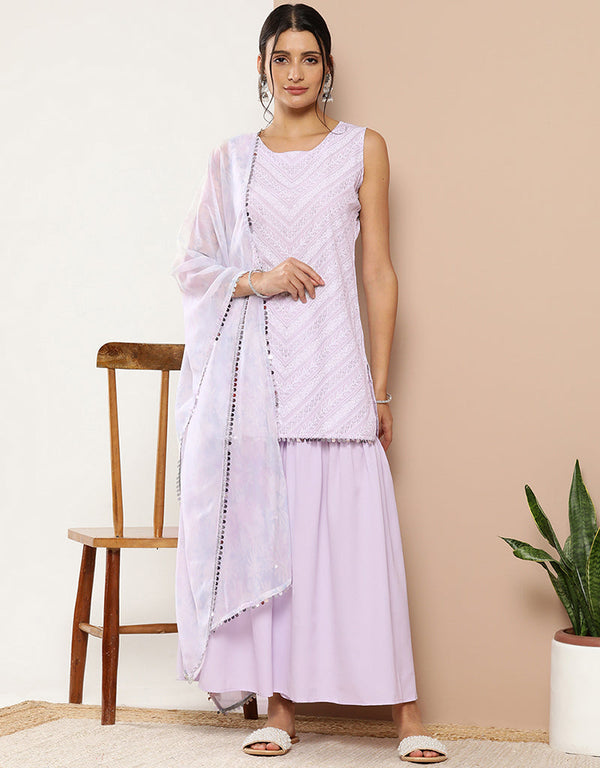 Lavender Crepe Suit Sharara